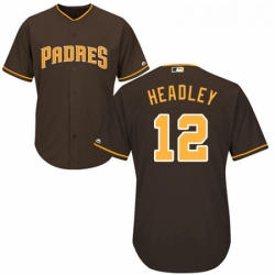 Youth Majestic San Diego Padres 12 Chase Headley Replica Brown Alternate Cool Base MLB Jersey 