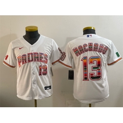 Youth San Diego Padres 13 Manny Machado White Mexico Cool Base Stitched Baseball Jersey