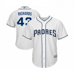 Youth San Diego Padres 43 Garrett Richards Replica White Home Cool Base Baseball Jersey 