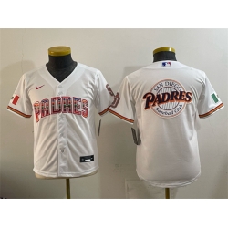 Youth San Diego Padres Team Big Logo White Mexico Cool Base Stitched Baseball Jersey 1