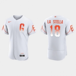 Men San Francisco Giants 18 Tommy La Stella Men 2021 City Connect Authentic White Jersey