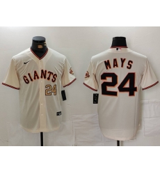 Men San Francisco Giants 24 Willie Mays Cream Stitched Baseball Jersey 616