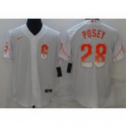 Men San Francisco Giants 28 Buster Posey White 2021 City Connect Stitched MLB Flex Base Nike Jersey