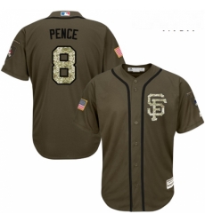 Mens Majestic San Francisco Giants 8 Hunter Pence Replica Green Salute to Service MLB Jersey