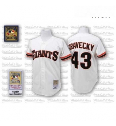 Mens Mitchell and Ness San Francisco Giants 43 Dave Dravecky Replica White Throwback MLB Jersey