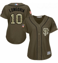 Womens Majestic San Francisco Giants 10 Evan Longoria Authentic Green Salute to Service MLB Jersey 