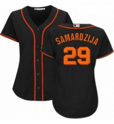 Womens Majestic San Francisco Giants 29 Jeff Samardzija Authentic Black Alternate Cool Base MLB Jersey