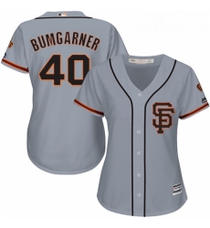 Womens Majestic San Francisco Giants 40 Madison Bumgarner Authentic Grey Road 2 Cool Base MLB Jersey