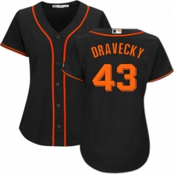 Womens Majestic San Francisco Giants 43 Dave Dravecky Authentic Black Alternate Cool Base MLB Jersey