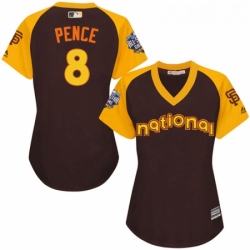 Womens Majestic San Francisco Giants 8 Hunter Pence Authentic Brown 2016 All Star National League BP Cool Base MLB Jersey