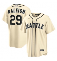 Men Nike 29 Cal Raleigh Cream Seattle Mariners Alternate Jersey Men Nike 29 Cal Raleigh Cream Seattle Mariners Alternate Jersey