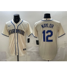 Men Seattle Mariners  12 Josh Naylor Cream Alternate Stitched Baseball Jersey
