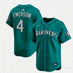 Men Seattle Mariners  4 Colt Emerson Aqua Limited Stitched jersey