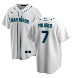 Men Seattle Mariners 7 Jorge Polanco White Cool Base Stitched Jersey