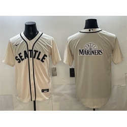 Men Seattle Mariners Team Big Logo Cream Alternate Stitched Baseball Jersey