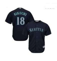 Mens Seattle Mariners 18 Yusei Kikuchi Replica Navy Blue Alternate 2 Cool Base Baseball Jersey 