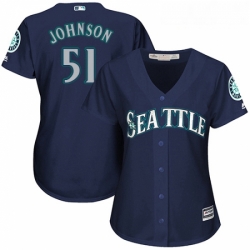 Womens Majestic Seattle Mariners 51 Randy Johnson Authentic Navy Blue Alternate 2 Cool Base MLB Jersey