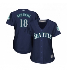 Womens Seattle Mariners 18 Yusei Kikuchi Replica Navy Blue Alternate 2 Cool Base Baseball Jersey 