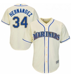 Youth Majestic Seattle Mariners 34 Felix Hernandez Replica Cream Alternate Cool Base MLB Jersey