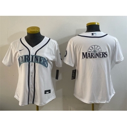 Youth Seattle Mariners Team Big Logo White Cool Base Stitched Baseball Jersey