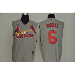 Cardinals 6 Stan Musial Gray Nike Cool Base Sleeveless Jersey