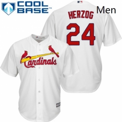 Mens Majestic St Louis Cardinals 24 Whitey Herzog Replica White Home Cool Base MLB Jersey