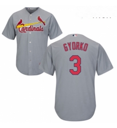 Mens Majestic St Louis Cardinals 3 Jedd Gyorko Replica Grey Road Cool Base MLB Jersey