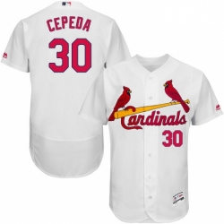 Mens Majestic St Louis Cardinals 30 Orlando Cepeda White Home Flex Base Authentic Collection MLB Jersey