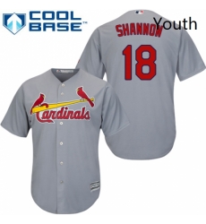 Youth Majestic St Louis Cardinals 18 Mike Shannon Authentic Grey Road Cool Base MLB Jersey