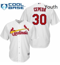 Youth Majestic St Louis Cardinals 30 Orlando Cepeda Authentic White Home Cool Base MLB Jersey