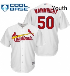 Youth Majestic St Louis Cardinals 50 Adam Wainwright Replica White Home Cool Base MLB Jersey