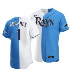 Men Tampa Bay Rays 1 Willy Adames Split White Blue Two Tone Jersey