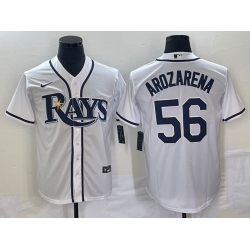 Men Tampa Bay Rays 56 Randy Arozarena White Cool Base Stitched Baseball Jersey 2