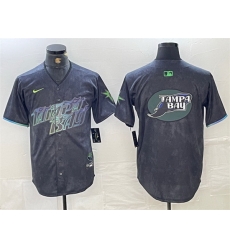Men Tampa Bay Rays Team Big Logo Charcoal 2024 City Connect Limited Stitched Baseball Jersey