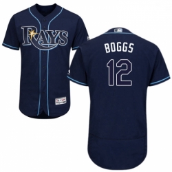 Mens Majestic Tampa Bay Rays 12 Wade Boggs Navy Blue Alternate Flex Base Authentic Collection MLB Jersey