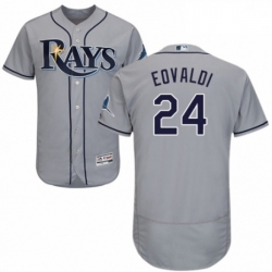 Mens Majestic Tampa Bay Rays 24 Nathan Eovaldi Grey Road Flex Base Authentic Collection MLB Jersey