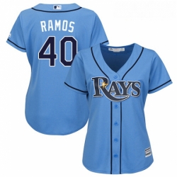 Womens Majestic Tampa Bay Rays 40 Wilson Ramos Replica Light Blue Alternate 2 Cool Base MLB Jersey