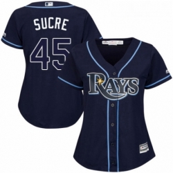 Womens Majestic Tampa Bay Rays 45 Jesus Sucre Authentic Navy Blue Alternate Cool Base MLB Jersey 