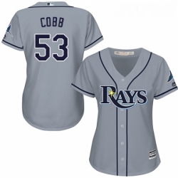 Womens Majestic Tampa Bay Rays 53 Alex Cobb Replica Grey Road Cool Base MLB Jersey