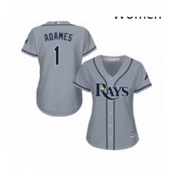 Womens Tampa Bay Rays 1 Willy Adames Replica Grey Road Cool Base Baseball Jersey 