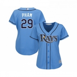 Womens Tampa Bay Rays 29 Tommy Pham Replica Light Blue Alternate 2 Cool Base Baseball Jersey 