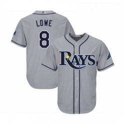 Youth Tampa Bay Rays 8 Brandon Lowe Replica Grey Road Cool Base Baseball Jersey 