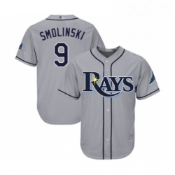 Youth Tampa Bay Rays 9 Jake Smolinski Replica Grey Road Cool Base Baseball Jersey 