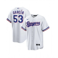 Men Texas Rangers 53 Adolis Garcia White Cool Base Stitched Baseball Jersey