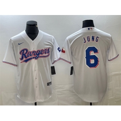 Men Texas Rangers 6 Josh Jung White With Patch Cool Base Stitched Baseball Jersey