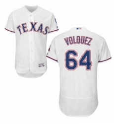 Mens Majestic Texas Rangers 64 Edinson Volquez White Home Flex Base Authentic Collection MLB Jersey