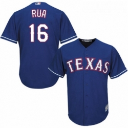 Youth Majestic Texas Rangers 16 Ryan Rua Authentic Royal Blue Alternate 2 Cool Base MLB Jersey 