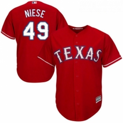 Youth Majestic Texas Rangers 49 Jon Niese Authentic Red Alternate Cool Base MLB Jersey 