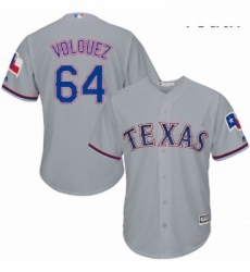 Youth Majestic Texas Rangers 64 Edinson Volquez Replica Grey Road Cool Base MLB Jersey 