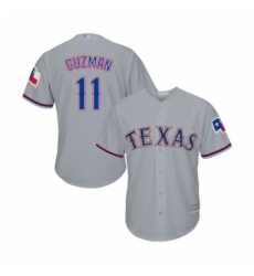 Youth Texas Rangers 11 Ronald Guzman Replica Grey Road Cool Base Baseball Jersey 